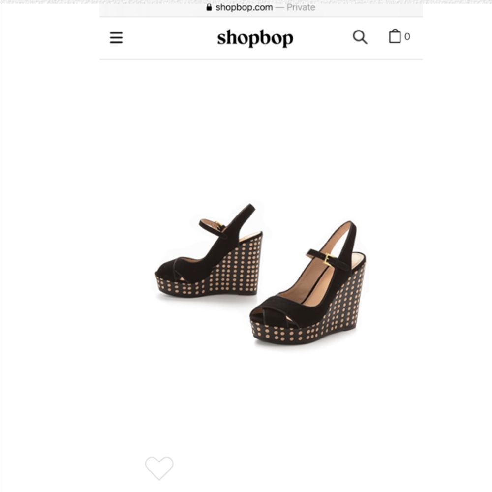 TORY BURCH BLACK & NUDE OLLIE POLKA DOT WEDGES